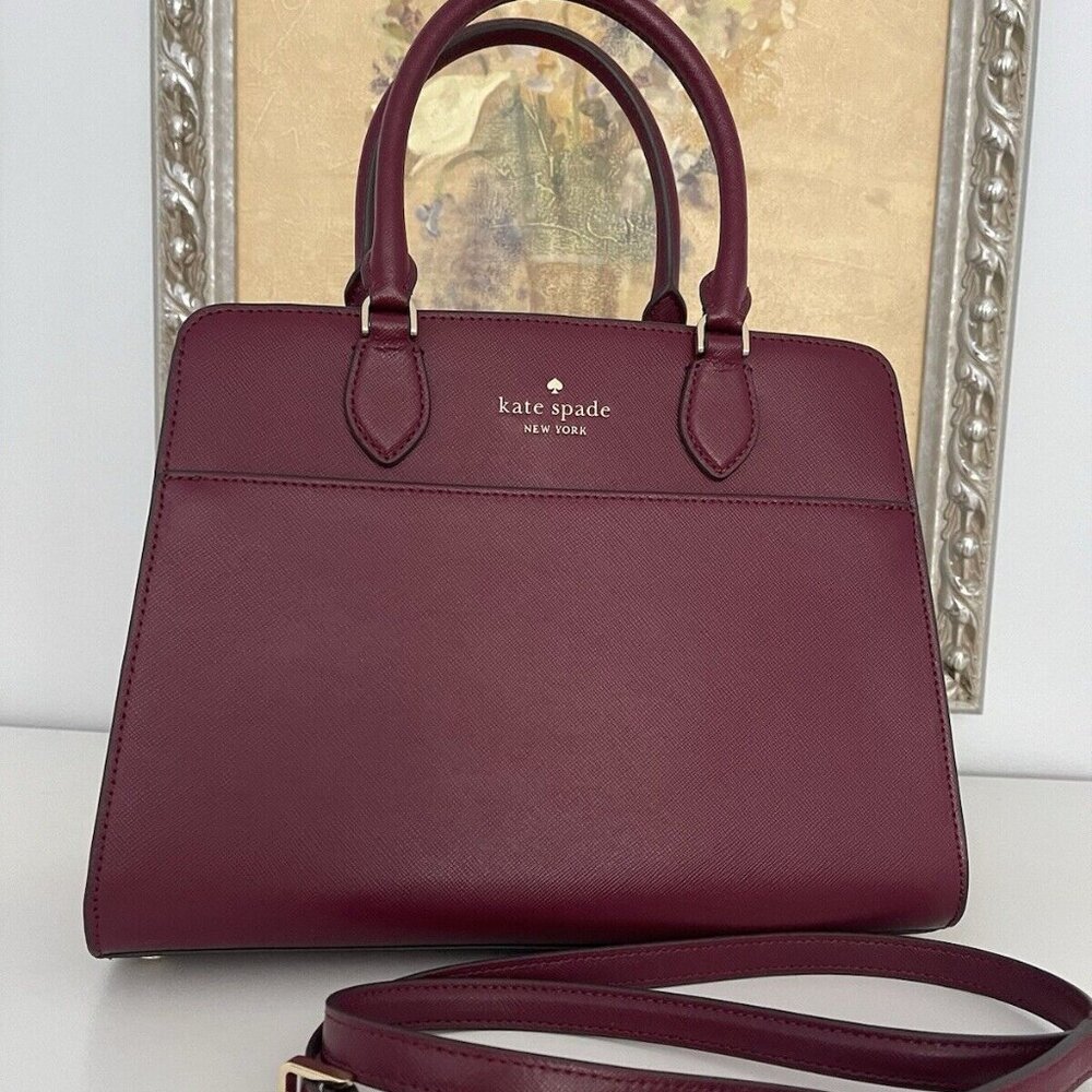 NWT Kate Spade Madison Leather Medium Satchel In Blackberry